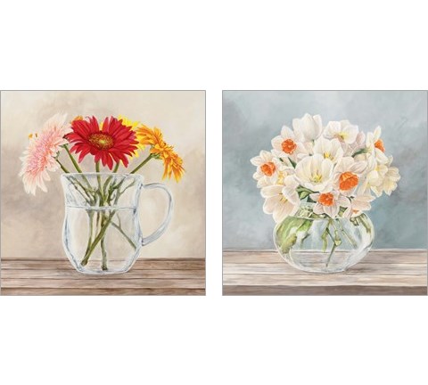 Fleurs et Vases Jaune 2 Piece Art Print Set by Remy Dellal