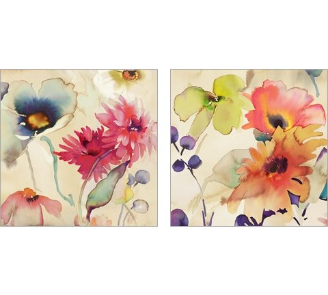 Floral Fireworks 2 Piece Art Print Set by Kelly Parr