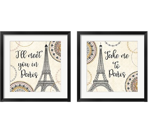 Romance in Paris 2 Piece Framed Art Print Set by Veronique Charron