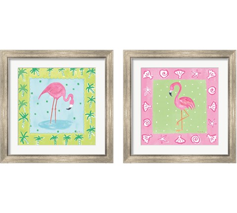 Flamingo Dance 2 Piece Framed Art Print Set by Farida Zaman
