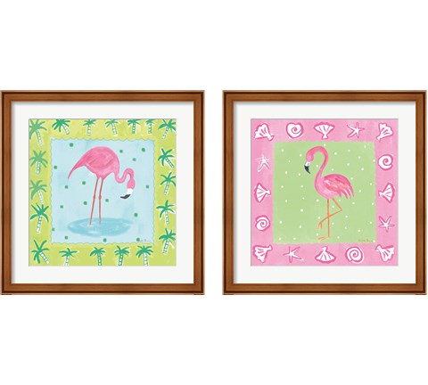Flamingo Dance 2 Piece Framed Art Print Set by Farida Zaman
