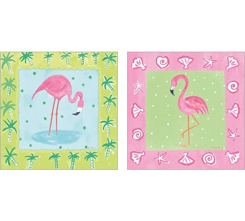 Flamingo Dance 2 Piece Art Print Set by Farida Zaman