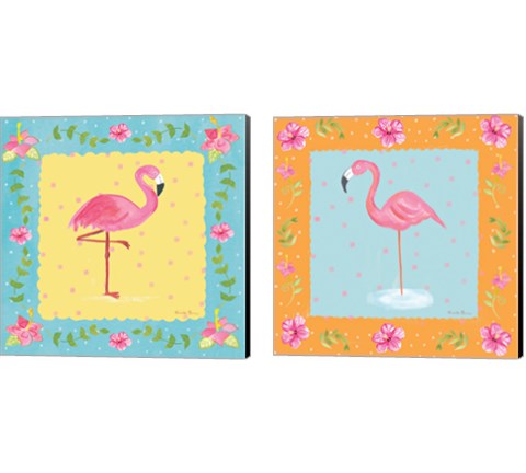 Flamingo Dance 2 Piece Canvas Print Set by Farida Zaman