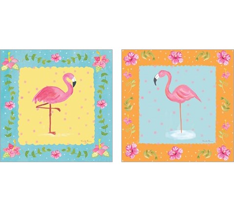 Flamingo Dance 2 Piece Art Print Set by Farida Zaman