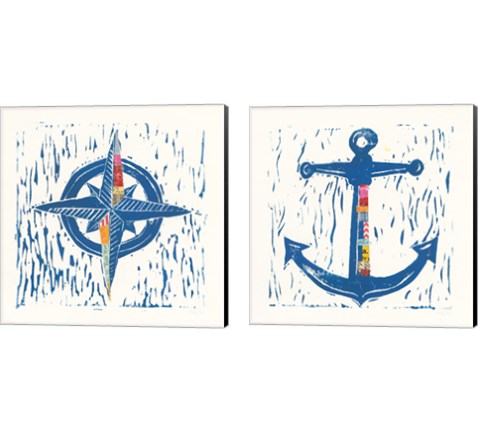 Nautical Collage 2 Piece Canvas Print Set by Courtney Prahl
