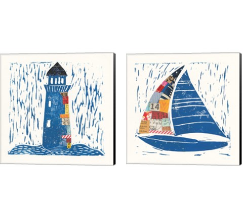 Nautical Collage 2 Piece Canvas Print Set by Courtney Prahl