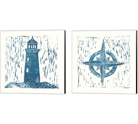 Nautical Collage on White 2 Piece Canvas Print Set by Courtney Prahl