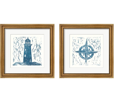 Nautical Collage on White 2 Piece Framed Art Print Set by Courtney Prahl