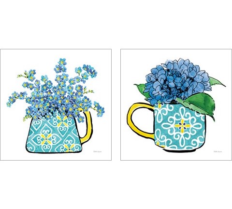 Floral Teacups 2 Piece Art Print Set by Beth Grove