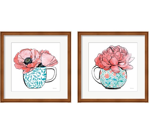 Floral Teacups 2 Piece Framed Art Print Set by Beth Grove