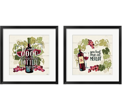 Wine and Friends 2 Piece Framed Art Print Set by Janelle Penner
