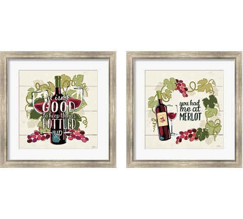 Wine and Friends 2 Piece Framed Art Print Set by Janelle Penner