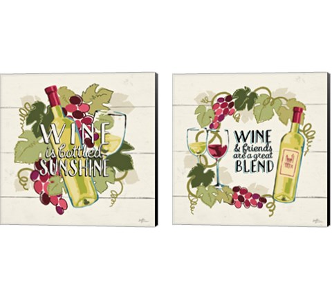 Wine and Friends 2 Piece Canvas Print Set by Janelle Penner