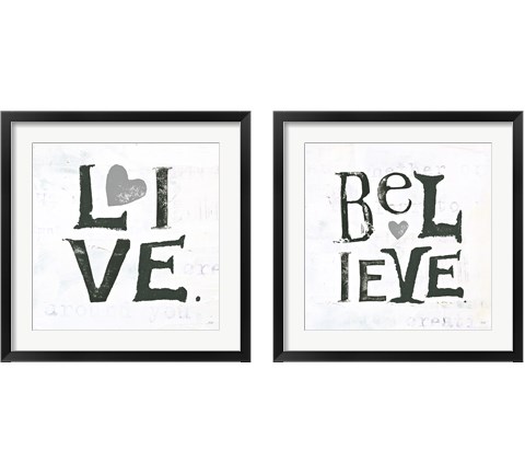 Gray Hearts 2 Piece Framed Art Print Set by Kellie Day
