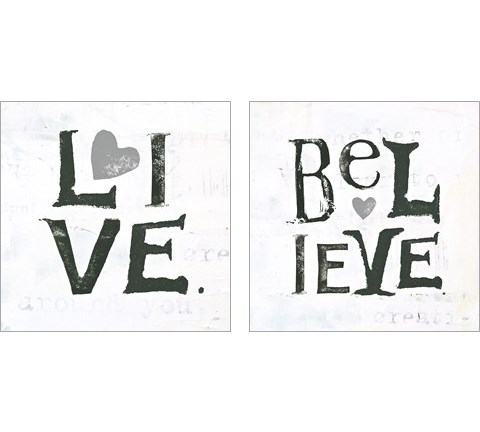 Gray Hearts 2 Piece Art Print Set by Kellie Day