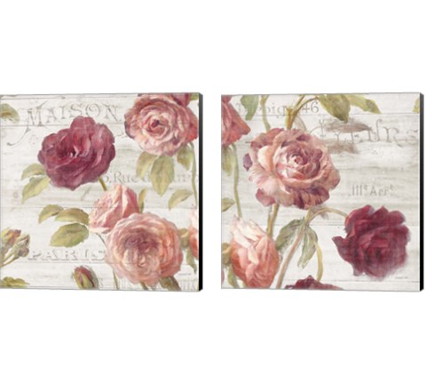 French Roses 2 Piece Canvas Print Set by Danhui Nai