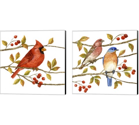 Birds & Berries 2 Piece Canvas Print Set by Jane Maday