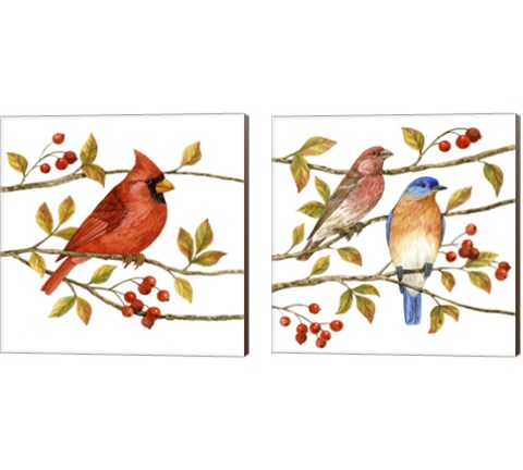 Birds & Berries 2 Piece Canvas Print Set by Jane Maday