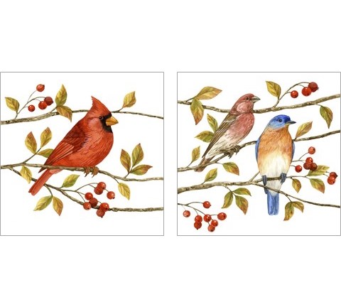 Birds & Berries 2 Piece Art Print Set by Jane Maday