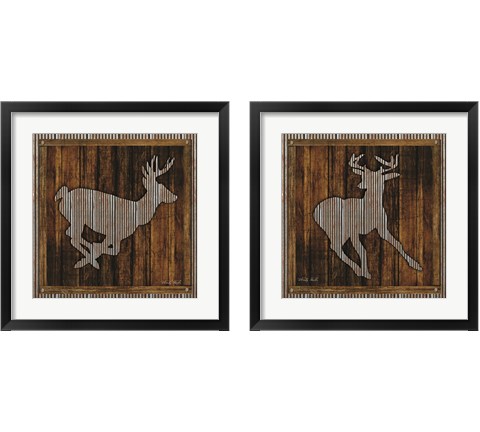 Deer Running 2 Piece Framed Art Print Set by Cindy Jacobs