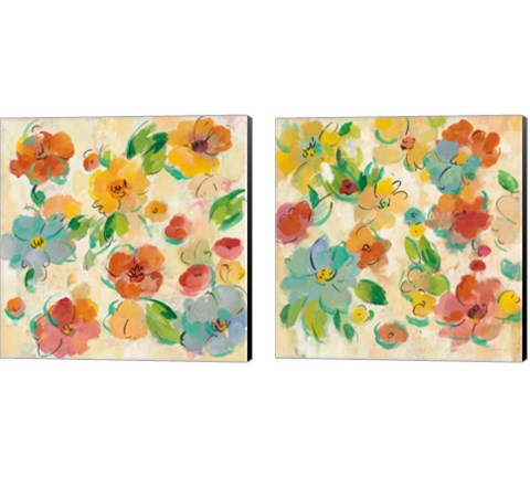 Playful Floral Trio 2 Piece Canvas Print Set by Silvia Vassileva
