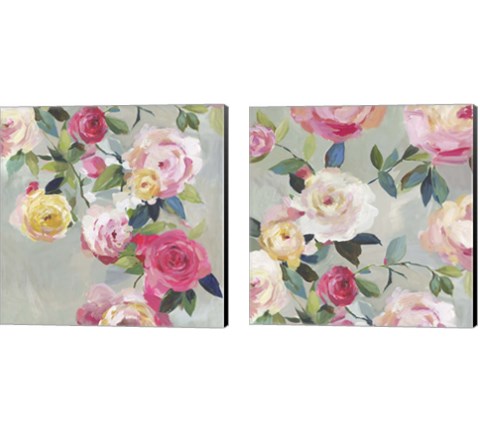 Cascade of Roses 2 Piece Canvas Print Set by Asia Jensen