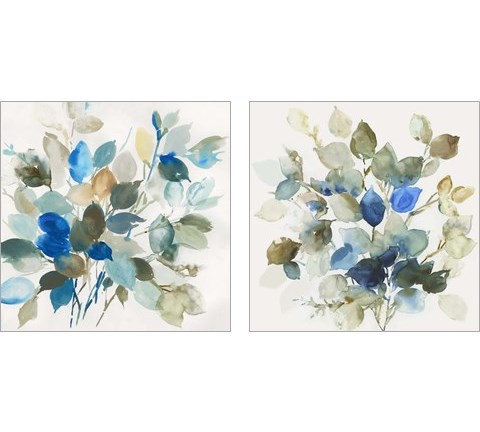 Blue Leaves 2 Piece Art Print Set by Asia Jensen