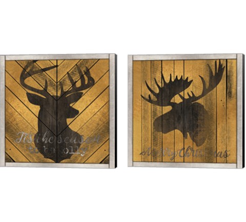 Christmas Deer & Moose 2 Piece Canvas Print Set by Cindy Jacobs