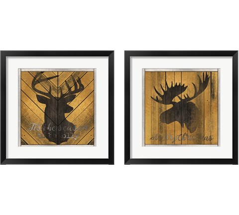 Christmas Deer & Moose 2 Piece Framed Art Print Set by Cindy Jacobs