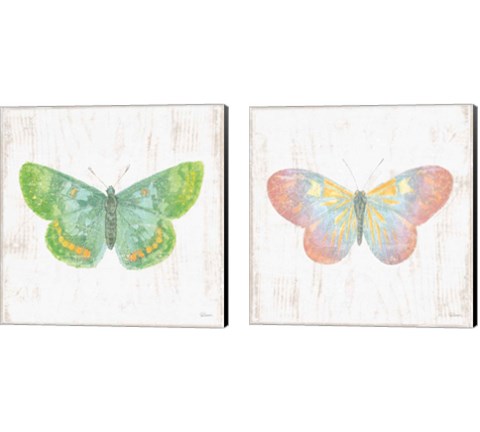 White Barn Butterflies 2 Piece Canvas Print Set by Sue Schlabach