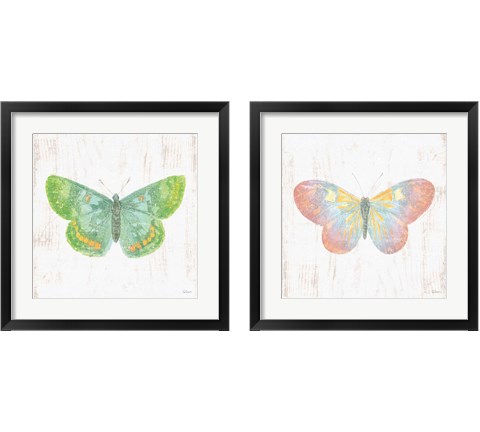 White Barn Butterflies 2 Piece Framed Art Print Set by Sue Schlabach