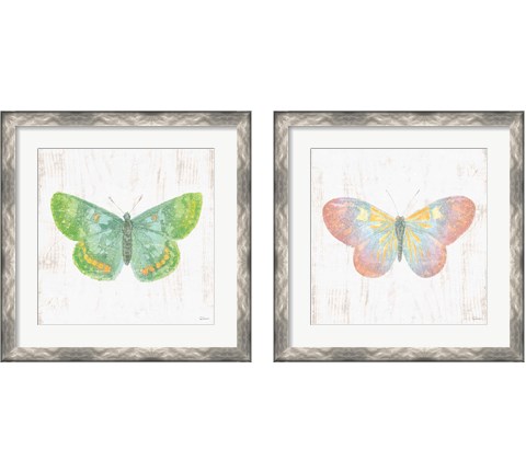 White Barn Butterflies 2 Piece Framed Art Print Set by Sue Schlabach