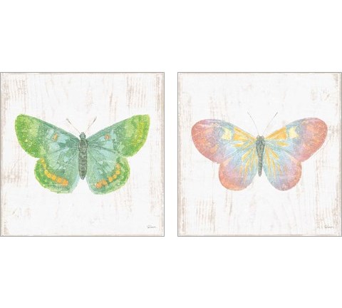 White Barn Butterflies 2 Piece Art Print Set by Sue Schlabach