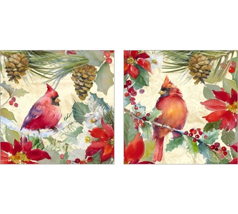 Cardinal and Pinecones 2 Piece Art Print Set by Lanie Loreth