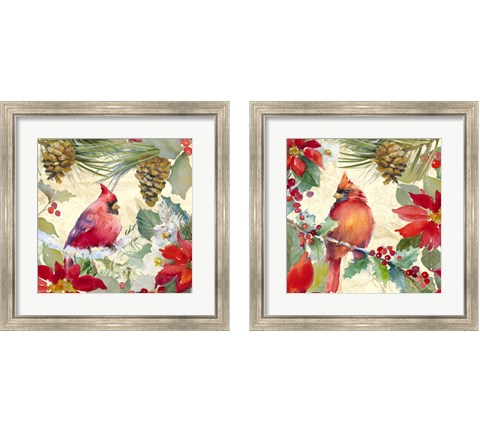 Cardinal and Pinecones 2 Piece Framed Art Print Set by Lanie Loreth