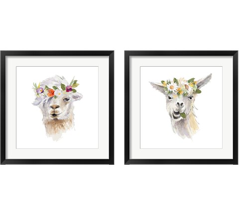 Floral Llama 2 Piece Framed Art Print Set by Lanie Loreth