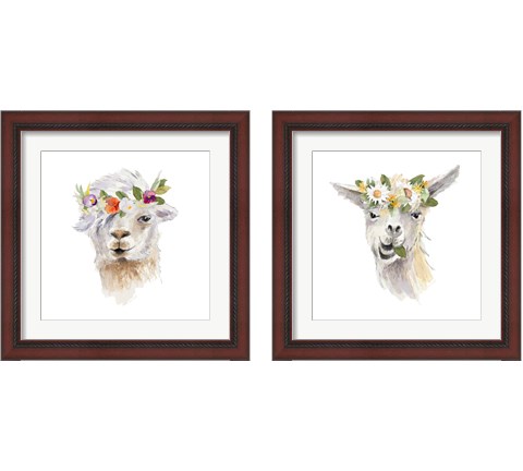 Floral Llama 2 Piece Framed Art Print Set by Lanie Loreth