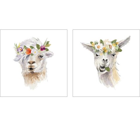Floral Llama 2 Piece Art Print Set by Lanie Loreth