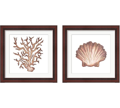 Coastal Icon Coral 2 Piece Framed Art Print Set by Elizabeth Medley