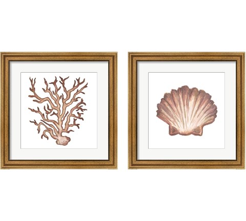 Coastal Icon Coral 2 Piece Framed Art Print Set by Elizabeth Medley