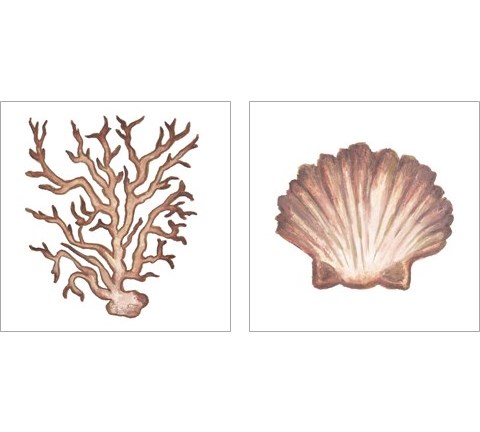 Coastal Icon Coral 2 Piece Art Print Set by Elizabeth Medley