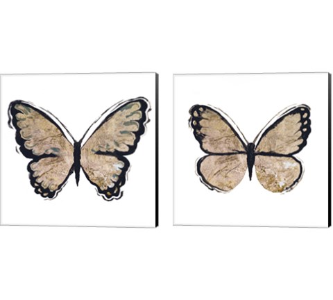 Flutter Gold 2 Piece Canvas Print Set by Elizabeth Medley