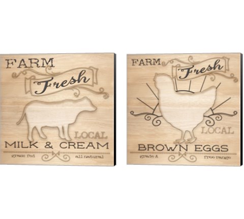 Country Organic Dairy 2 Piece Canvas Print Set by Andi Metz