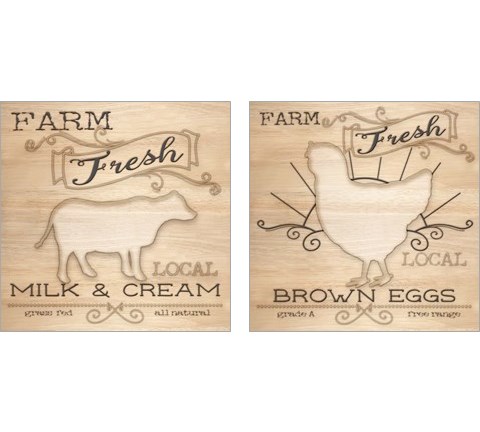 Country Organic Dairy 2 Piece Art Print Set by Andi Metz