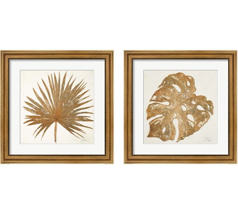 Golden Leaf Palm 2 Piece Framed Art Print Set by Patricia Pinto