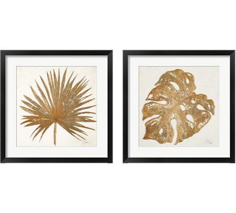 Golden Leaf Palm 2 Piece Framed Art Print Set by Patricia Pinto