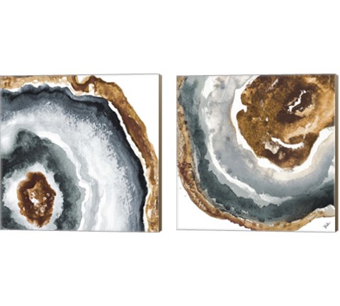 Gray and Gold Agate 2 Piece Canvas Print Set by Patricia Pinto