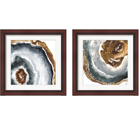 Gray and Gold Agate 2 Piece Framed Art Print Set by Patricia Pinto
