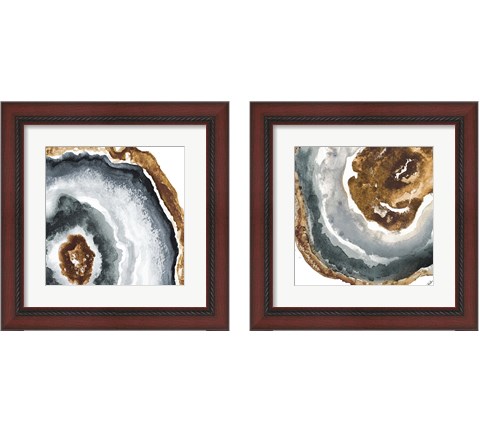 Gray and Gold Agate 2 Piece Framed Art Print Set by Patricia Pinto