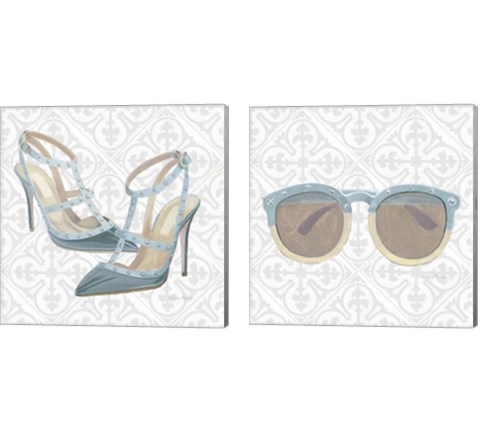 Must Have Fashion Gray White 2 Piece Canvas Print Set by Emily Adams